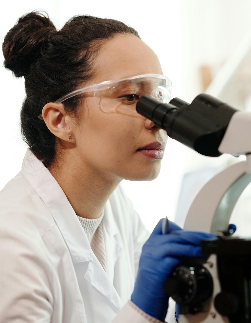 PhD student working in his lab